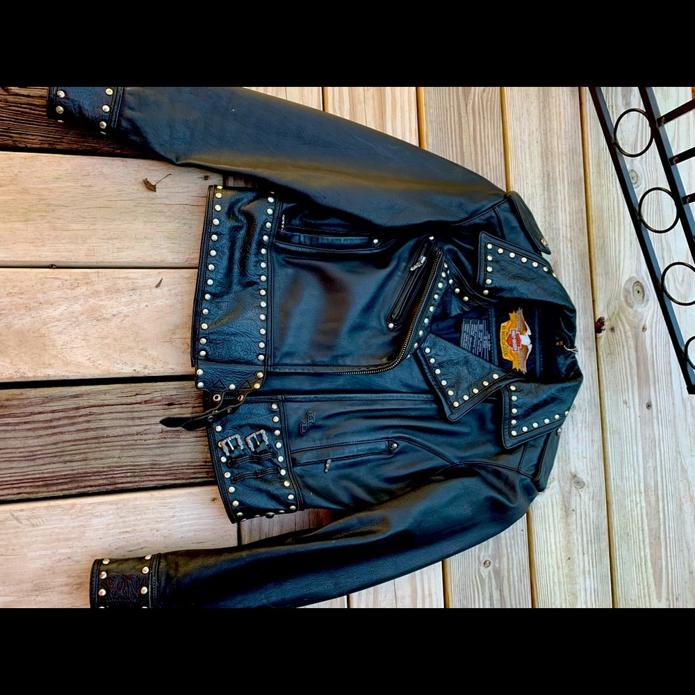 Harley leather jacket with studs